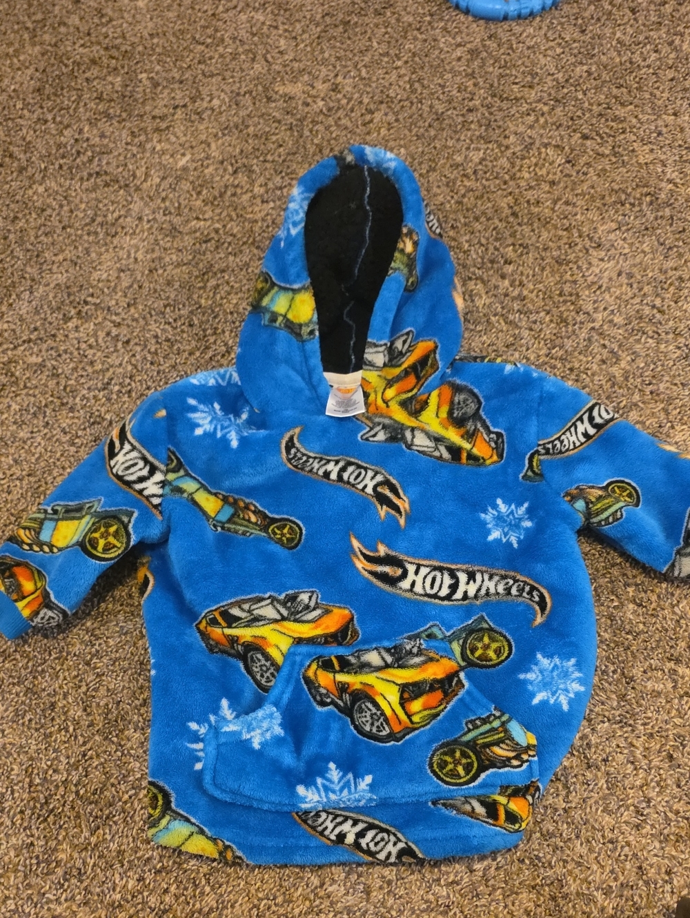 Hot Wheels Blue Plush Hooded Kids Poncho